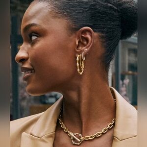 Kendra Scott Maura Vintage Gold Chain Necklace in White CZ